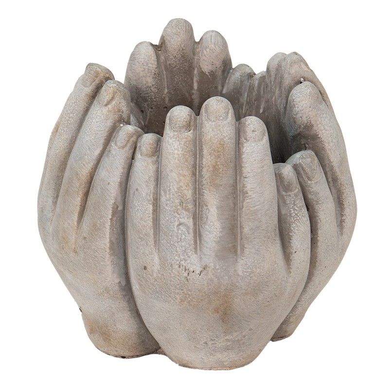 Béžovo-šedý cementový květináč přiložených rukou Hania S - 15*15*17 cm Clayre & Eef - LaHome - vintage dekorace