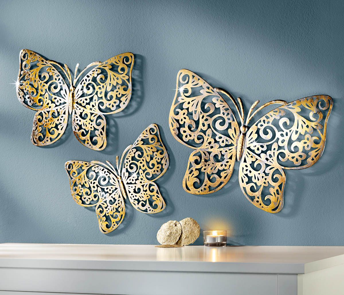 Weltbild Nástěnná dekorace Motýli s ornamenty, sada 3 ks - Velký Košík