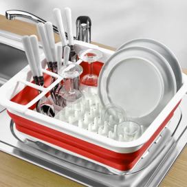Die moderne Hausfrau Skládací odkapávač na nádobí, červený