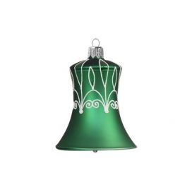 Zelený zvonek s bílým dekorem