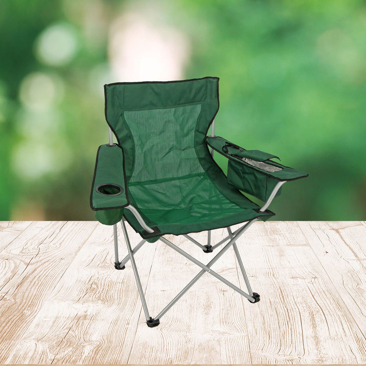Haushalt international Skládací židle s chladící přihrádkou, zelené - Velký Košík