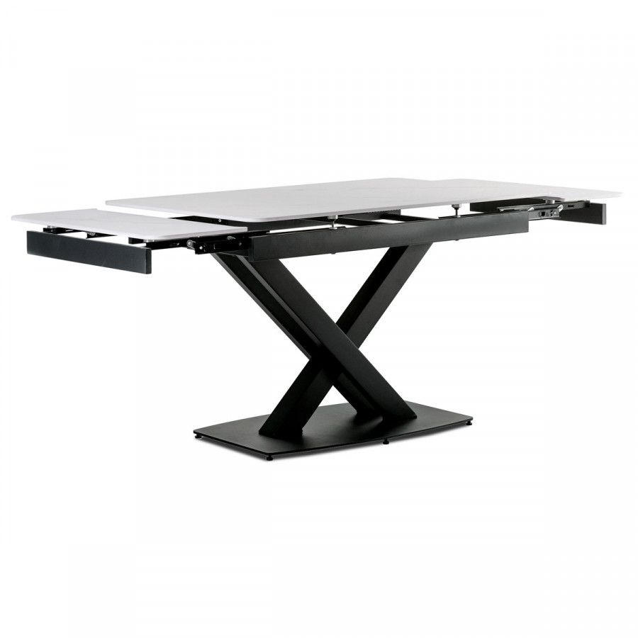 Autronic Rozkládací jídelní stůl HT-450M BK - 20+30+30x80 cm - bílý mramor/černý matný lak - ATAN Nábytek