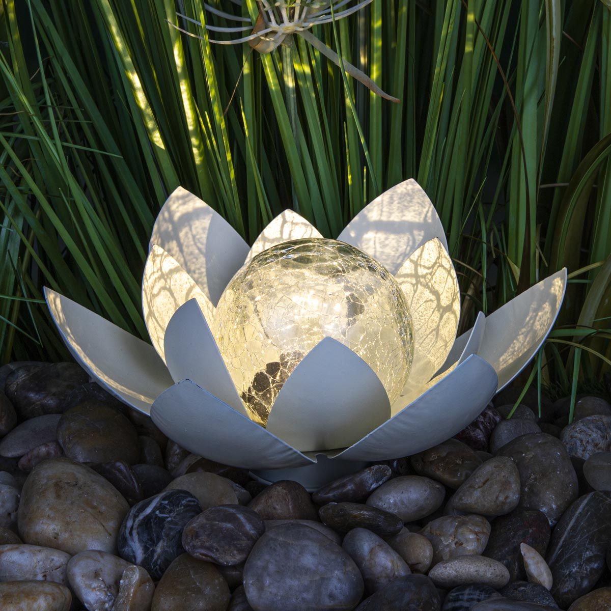 Haushalt international LED Solární dekorace Lotosový květ, bílá - Velký Košík