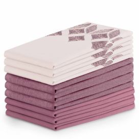 AmeliaHome Sada kuchyňských ručníků Letty Stamp - 9 ks fialová, velikost 50x70