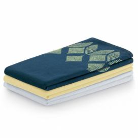 AmeliaHome Sada kuchyňských ručníků Letty Stamp - 3 ks modrá/žlutá, velikost 50x70