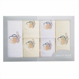 AmeliaHome Sada 6 ručníků Trisi bílá/krémová, velikost 30x50/2+50x100/2+70x140/2