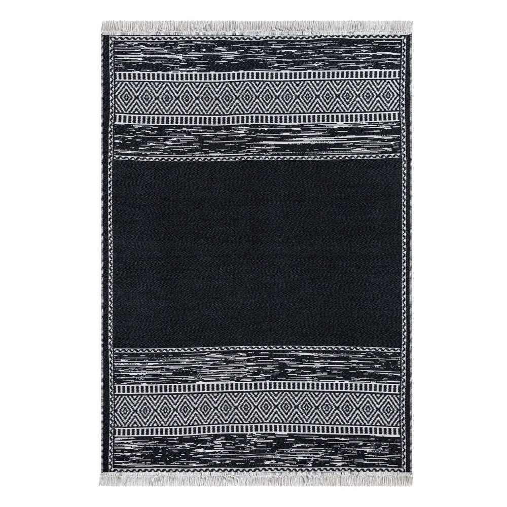 Černo-bílý bavlněný koberec Oyo home Duo, 80 x 150 cm - Bonami.cz