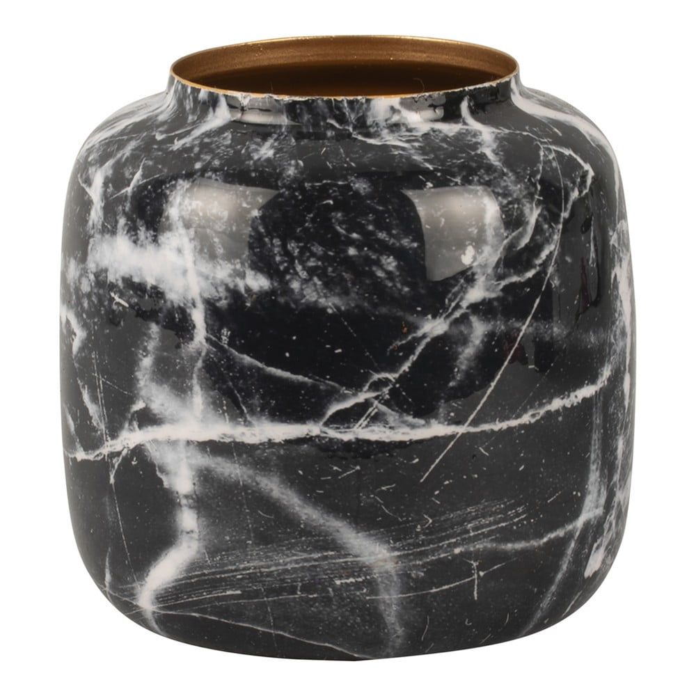 Černo-bílá železná váza PT LIVING Marble, výška 19,5 cm - Bonami.cz
