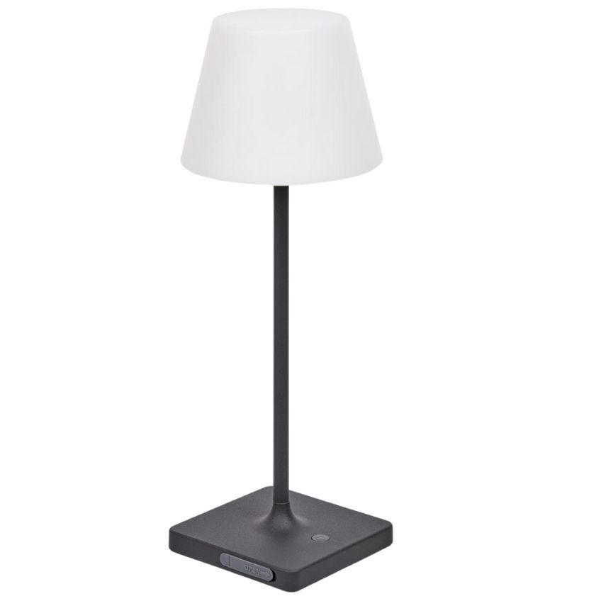 Černobílá plastová zahradní stolní LED lampa Kave Home Aluney - Designovynabytek.cz