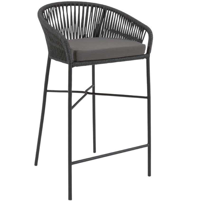 Černá pletená barová židle Kave Home Yanet 80 cm - Designovynabytek.cz