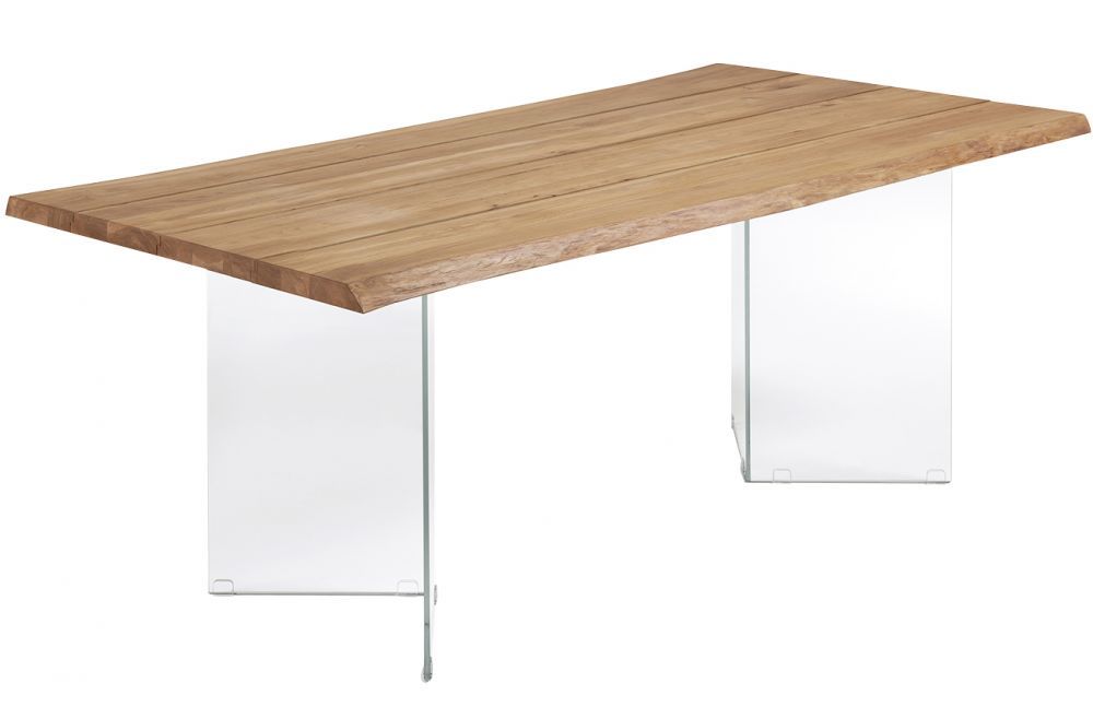 Dubový jídelní stůl Kave Home Lotty 160 x 90 cm se skleněnou podnoží - Designovynabytek.cz