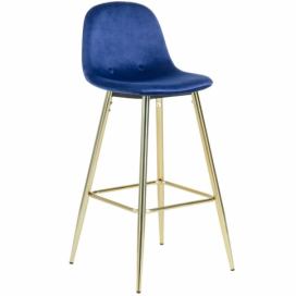 Modrá sametová barová židle Kave Home Nolite 75 cm