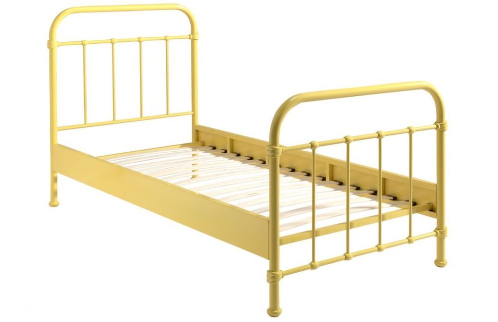Žlutá kovová postel Vipack New York 90 x 200 cm - Designovynabytek.cz
