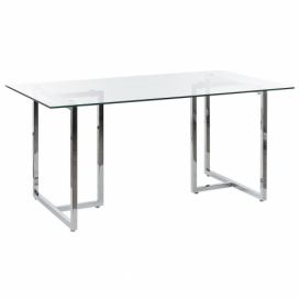 Jídelní stůl se skleněnou deskou 160 x 90 cm stříbrný ENVIA