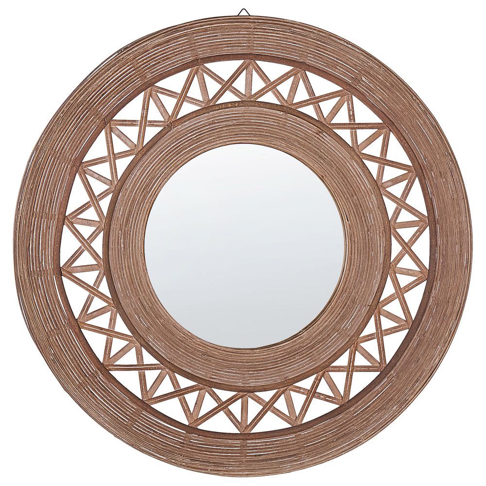 Kulaté bambusové nástěnné zrcadlo ø 62 cm světle hnědé CACOMA - Beliani.cz