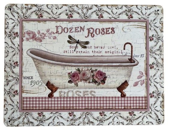 Nástěnná kovová cedule Dozes Roses - 25*33 cm Ostatní - LaHome - vintage dekorace