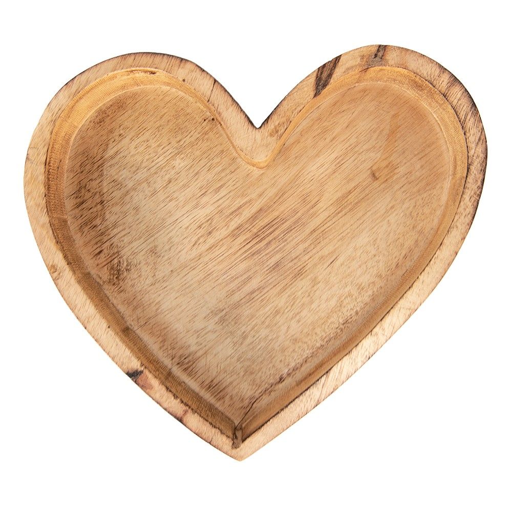 Dekorační dřevěná servírovací mísa ve tvaru srdce - 24*23*4 cm Clayre & Eef - LaHome - vintage dekorace