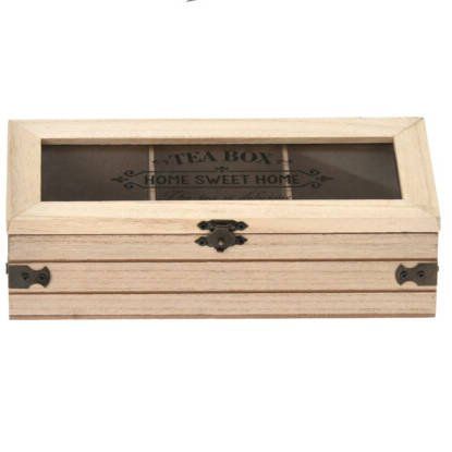 EH Excellent Houseware Dřevěná čajová krabička SWEET HOME, 24 x 9 x 9 cm, světle hnědá - EDAXO.CZ s.r.o.