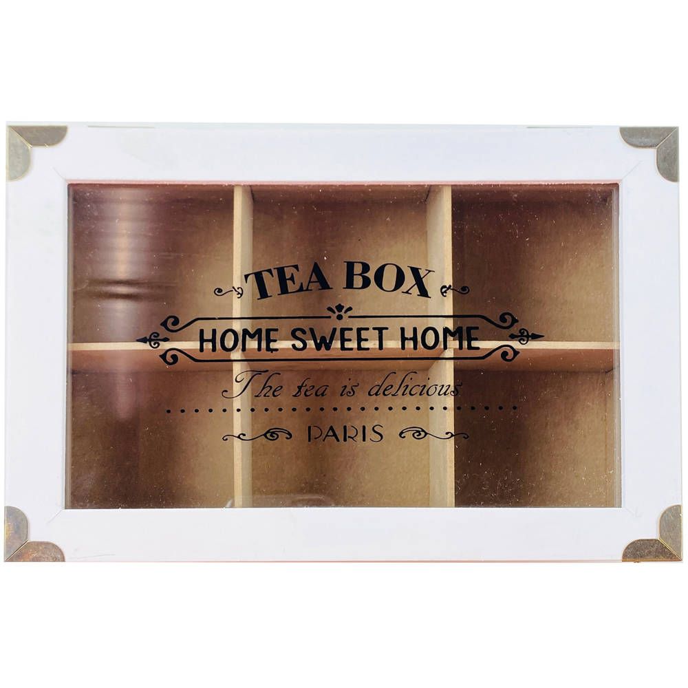 EH Excellent Houseware Krabička na čaj, MDF, 24 x 16,5 x 7 cm, bílá - EMAKO.CZ s.r.o.