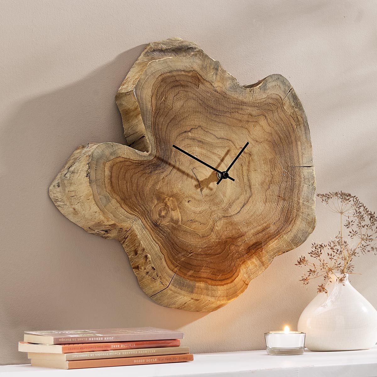 Weltbild Nástěnné hodiny z teakového dřeva - Velký Košík