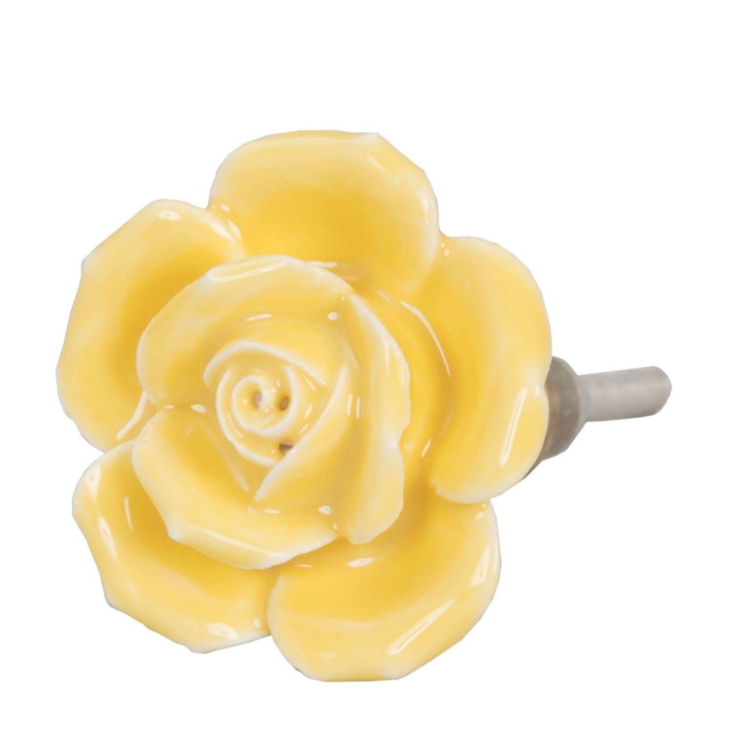 Keramická úchytka růže žlutá  - Ø 4,5 cm Clayre & Eef - LaHome - vintage dekorace