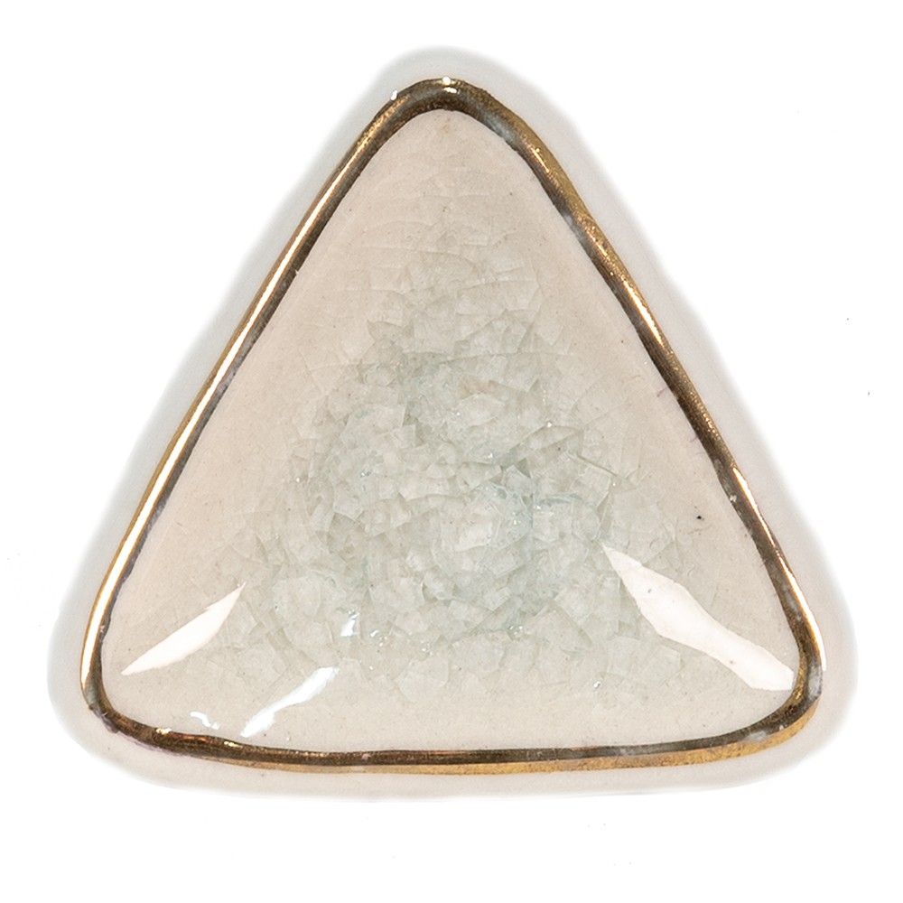 Bílá antik úchytka s popraskáním ve tvaru trojúhelníku - 5*5*7 cm Clayre & Eef - LaHome - vintage dekorace