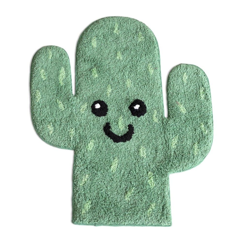 Zelená bavlněná koupelnová předložka Mr. Fox Happy Cactus, 55 x 62 cm - Bonami.cz