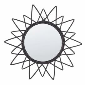 Nástěnné ratanové zrcadlo ⌀ 61 cm černé AROEK