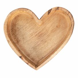 Dekorační dřevěná servírovací mísa ve tvaru srdce - 24*23*4 cm Clayre & Eef