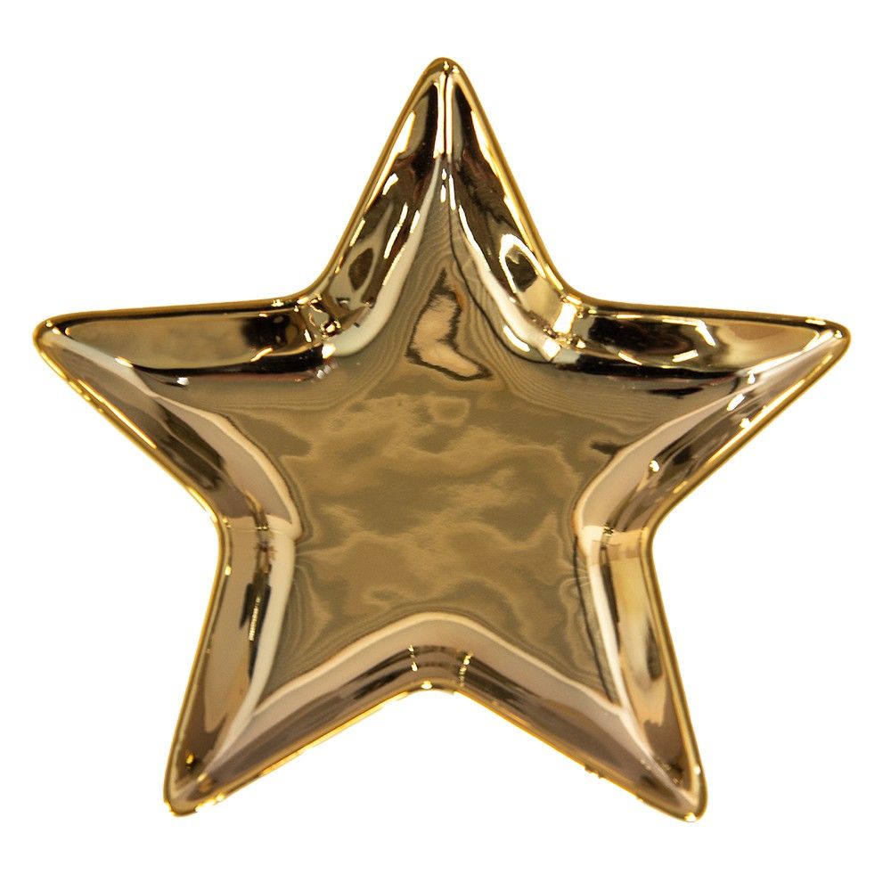 Zlatá keramická miska ve tvaru hvězdy Gold Star - 20*19*2 cm Clayre & Eef - LaHome - vintage dekorace