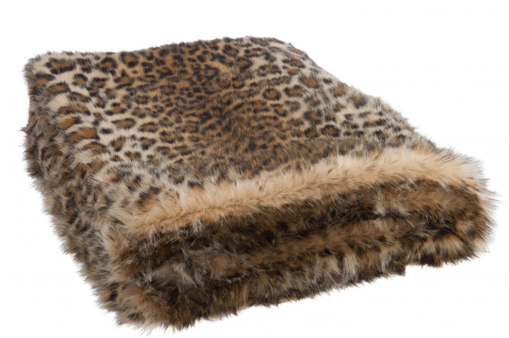Chlupatá hnědá leopardí deka Cutie- 130*180*1 cm J-Line by Jolipa - LaHome - vintage dekorace