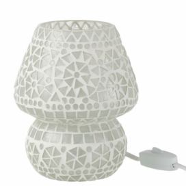 Bílá skleněná stolní lampička Mosaic - Ø14*17cm/ E14/ 40W J-Line by Jolipa