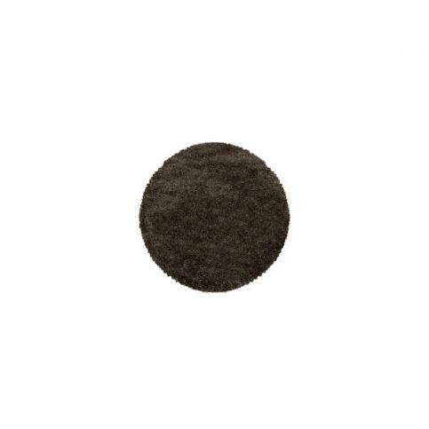 Kusový koberec Fluffy Shaggy 3500 brown kruh FORLIVING