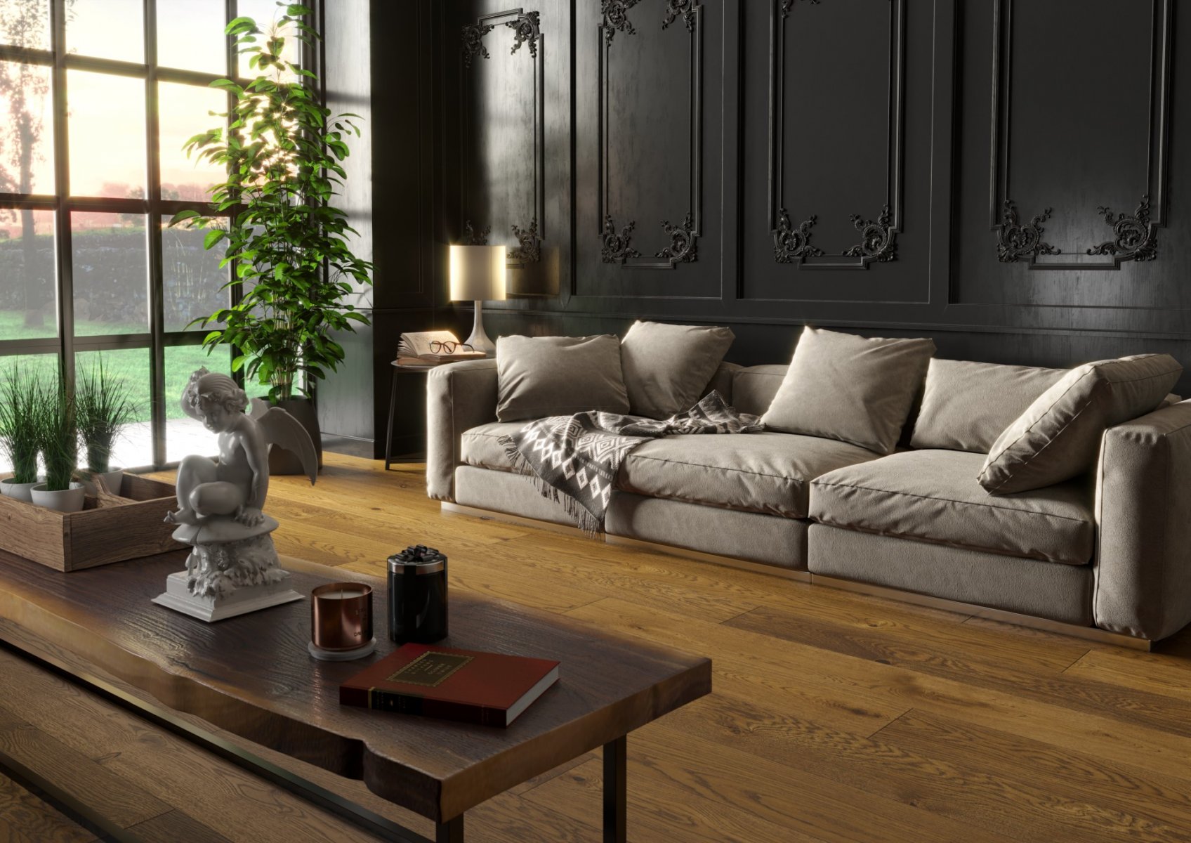 Obývák, sedačka - dřevěná podlaha Filip - Supellex