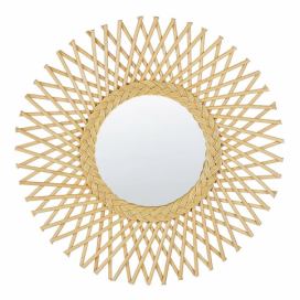 Nástěnné ratanové zrcadlo ve tvaru slunce ⌀ 60 cm béžové TAGOLU
