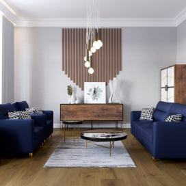 Obývací pokoj s dřevěnou podlahou Esco