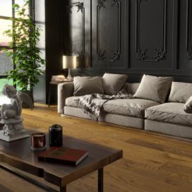Obývák, sedačka - dřevěná podlaha Filip