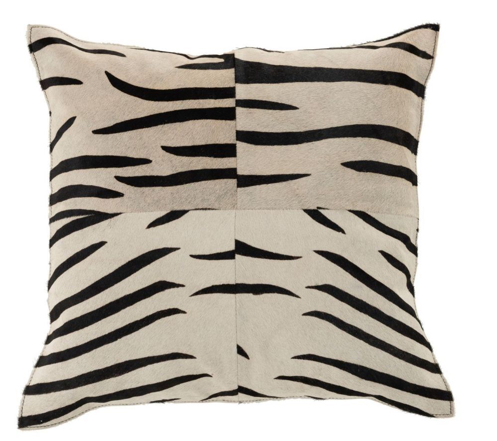 Černo-bílý kožený polštář s výplní Zebra -  44*10*44cm J-Line by Jolipa - LaHome - vintage dekorace