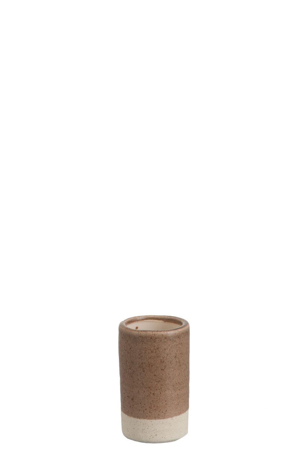 Hnědo krémová váza - 7*7*12 cm J-Line by Jolipa - LaHome - vintage dekorace