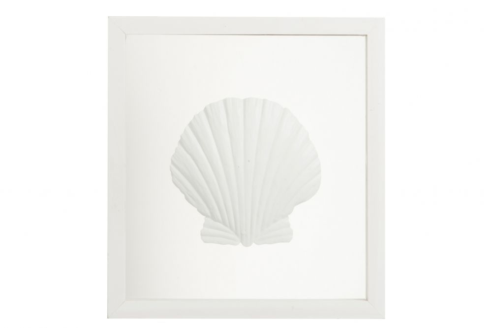 Bílý dřevěný čtvercový rámeček s mušlí - 33*4,1*35,5 cm J-Line by Jolipa - LaHome - vintage dekorace
