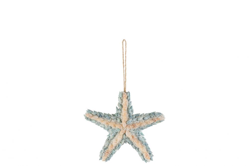 Závěsná dekorativní hvězdice z mušliček - 16*4*26,5 cm J-Line by Jolipa - LaHome - vintage dekorace