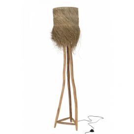 Stojací lampa z teakového dřeva a stínidlem z trávy Rafi grass - Ø 42*175 cm/ E27/ 70W J-Line by Jolipa