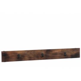 Hnědý nástěnný dřevěný věšák se 3 kovovými háčky - 100,5*5,5*12 cm J-Line by Jolipa