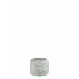 Bílo stříbrný orientální kovový svícen L - 11,5*11,5*9,5 cm J-Line by Jolipa