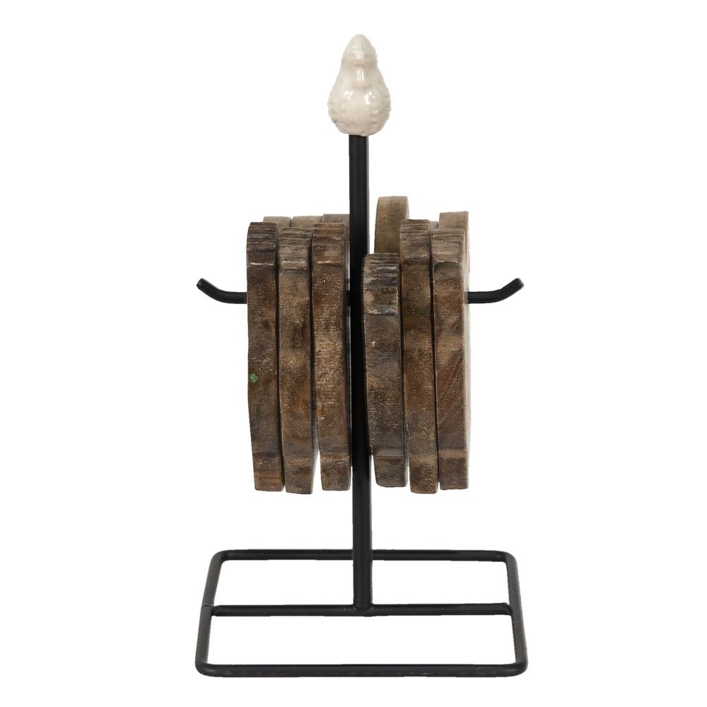 Stojan s malými podtácky ve tvaru slepičky Chick Bei - 11*11*22 cm Clayre & Eef - LaHome - vintage dekorace