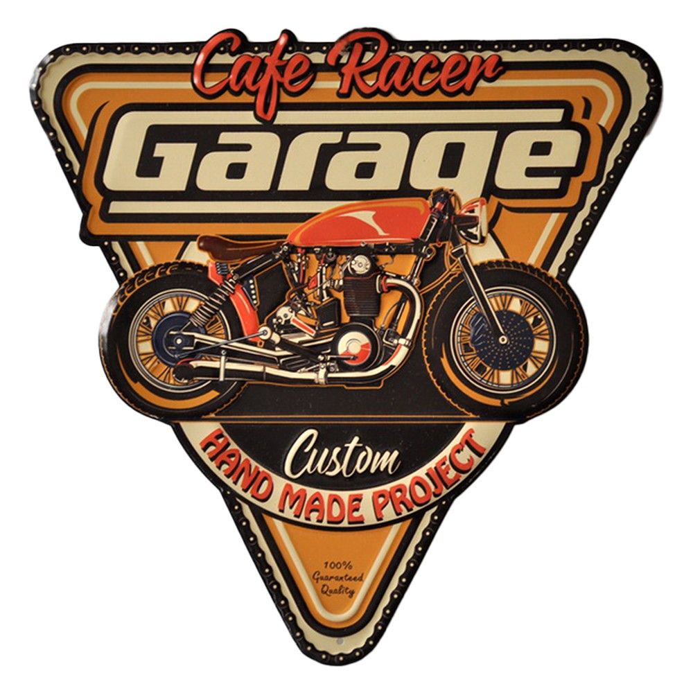 Kovová nástěnná cedule Cafe Racer Garage - 40*1*40 cm Clayre & Eef - LaHome - vintage dekorace