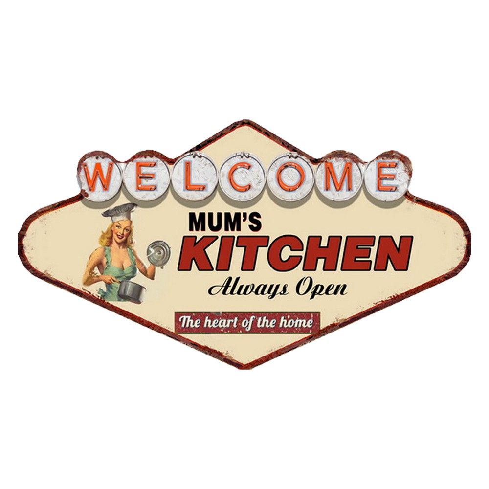 Kovová nástěnná cedule Welcome Mums Kitchen - 49*1*27 cm Clayre & Eef - LaHome - vintage dekorace