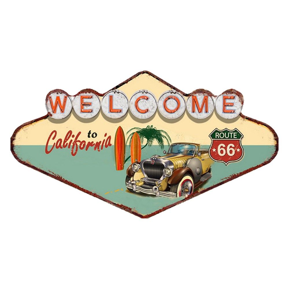 Kovová nástěnná cedule Welcome To California - 49*1*27 cm Clayre & Eef - LaHome - vintage dekorace
