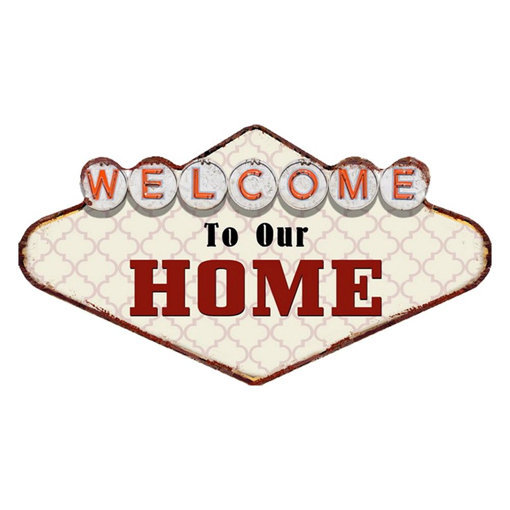 Kovová nástěnná cedule Welcome To Our Home - 49*1*27 cm Clayre & Eef - LaHome - vintage dekorace