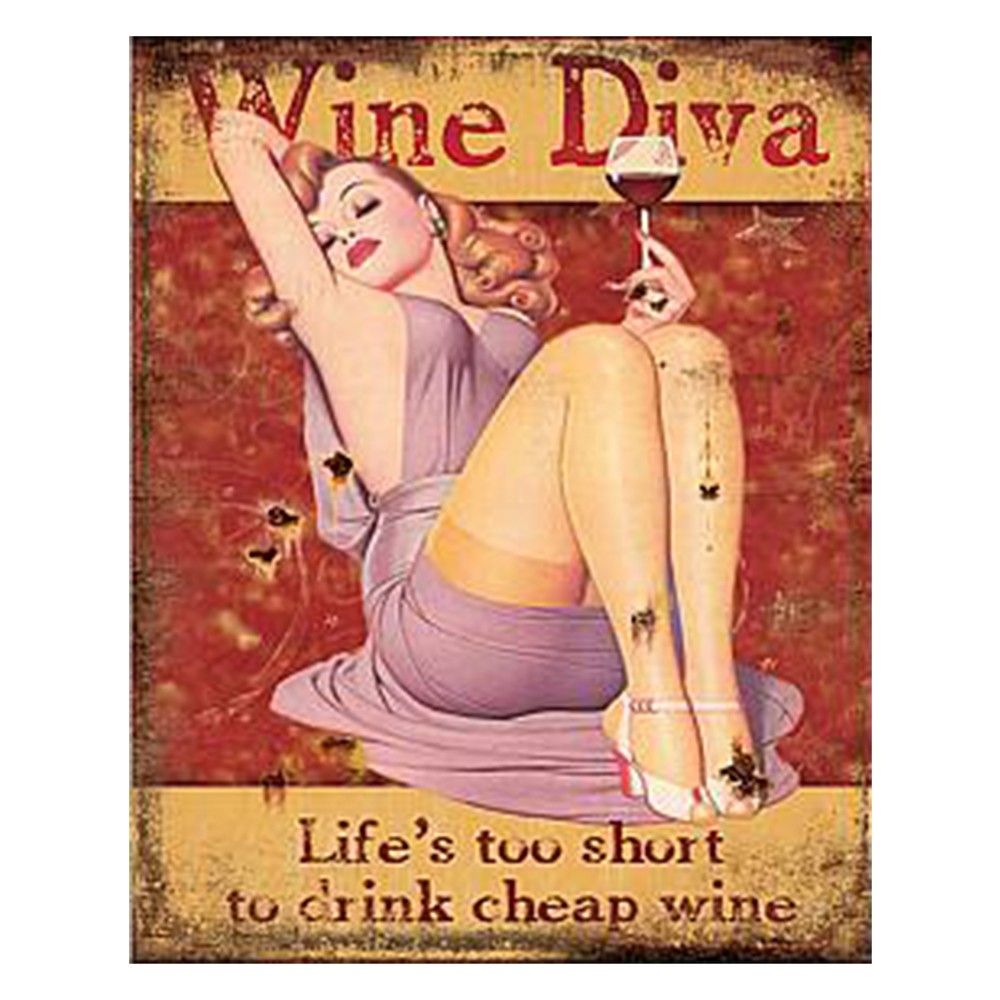Kovová nástěnná cedule Wine Diva - 20*1*25 cm Clayre & Eef - LaHome - vintage dekorace